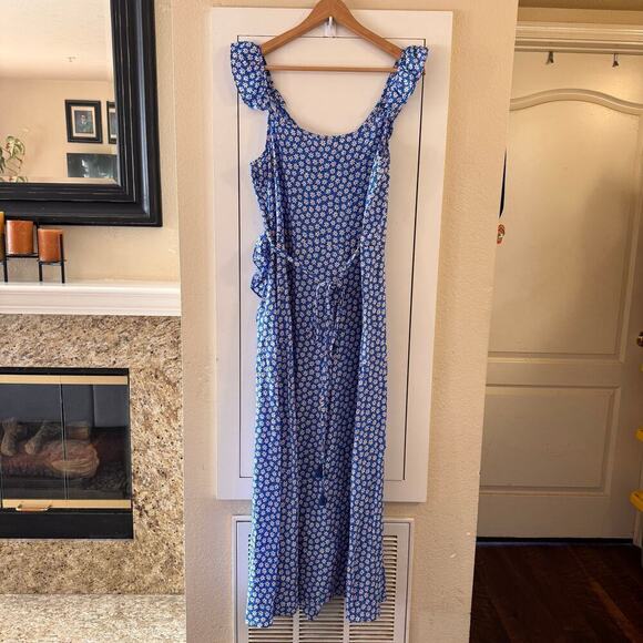 Madewell Ruffled Wrap Maxi Dress in Mini Daisy Floral Blue Size 8 Prairie Spring - Picture 10 of 11